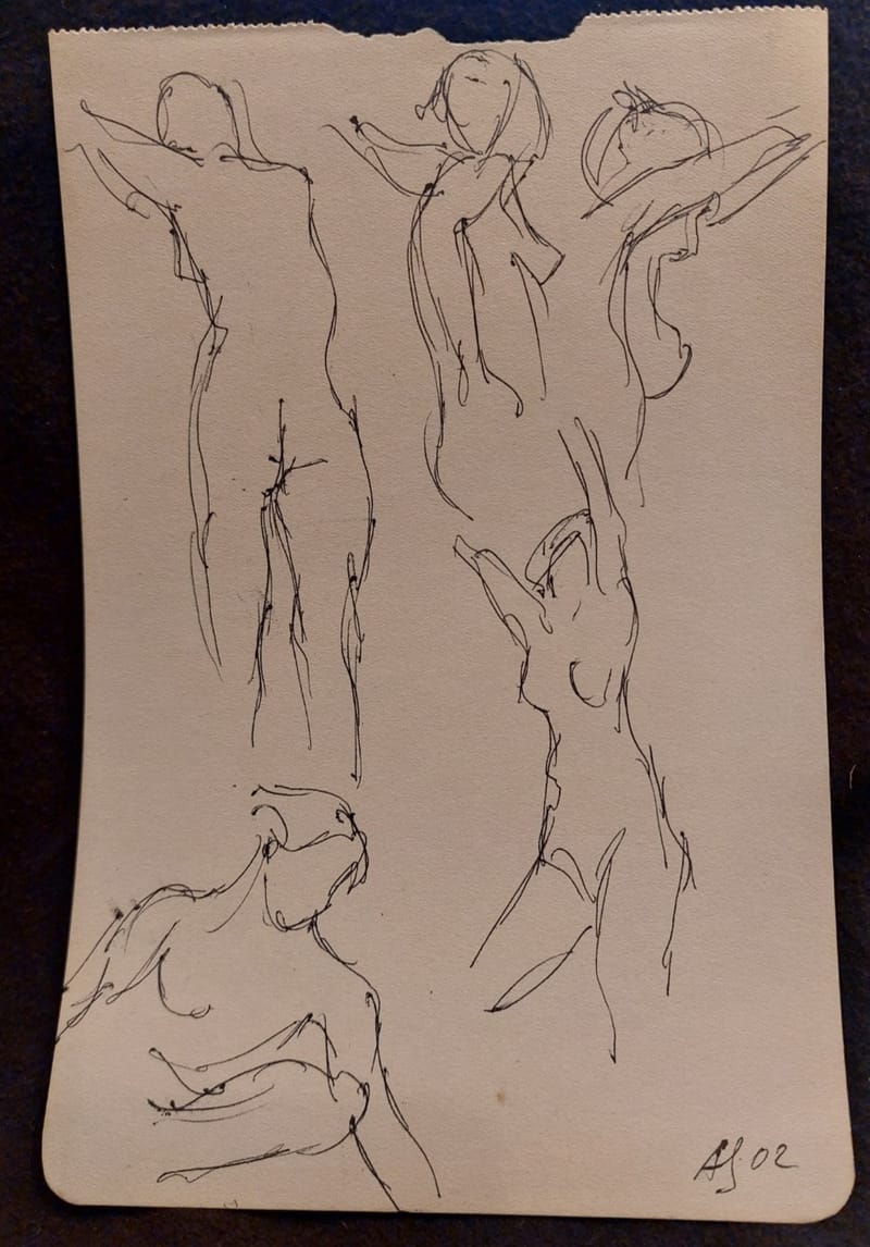 Encre André Simon 2002 Artiste Lorrain Metz AS Nu Esquisses 4