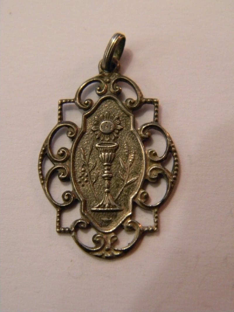 Argent Massif  Médaille Pendentif Ajourée Coupe Calice Crabe Silver Silber