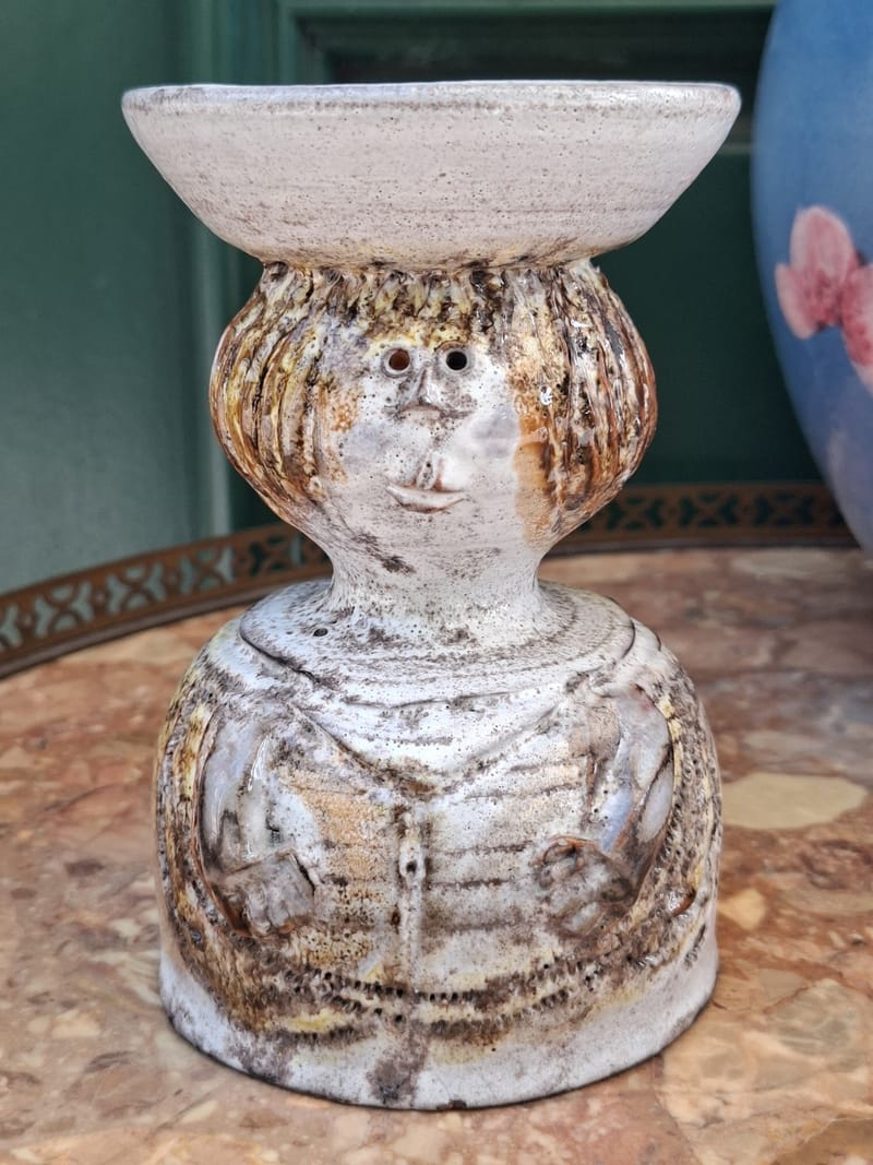 Pierre Koppe Céramique Bougeoir Vase Anthropomorphe Artiste Lorrain
