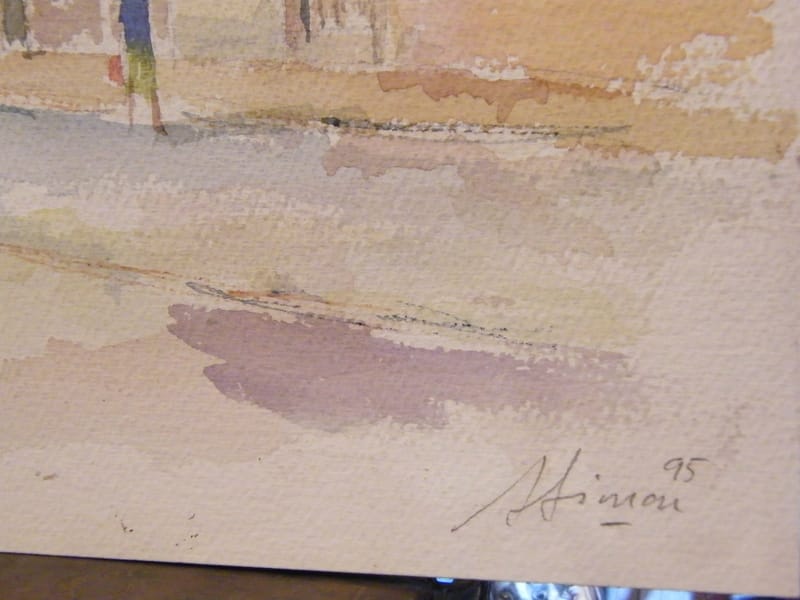 Metz Vallières Lavoir Eglise André Simon 1995 Artiste Lorrain Aquarelle — vue 3
