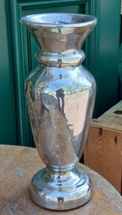 Vase Verre Eglomisé XIX ème siècle 32,5 cm