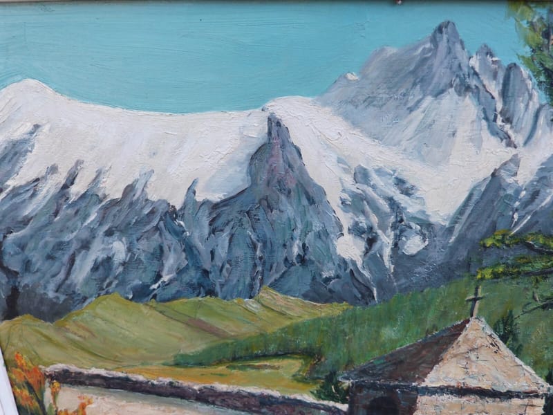 Charles Bara La Meije vue de l'Oratoire de Saint Anne Chazelet Huile sur Bois — vue 3