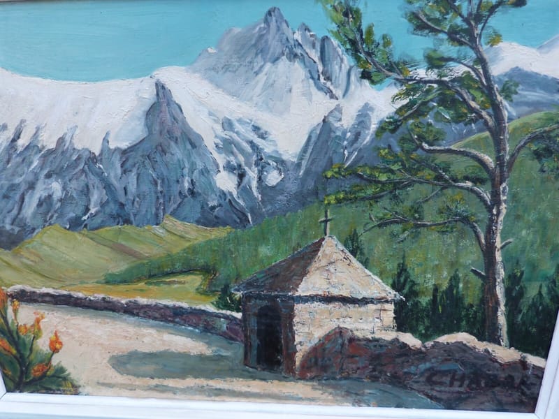 Charles Bara La Meije vue de l'Oratoire de Saint Anne Chazelet Huile sur Bois — vue 2