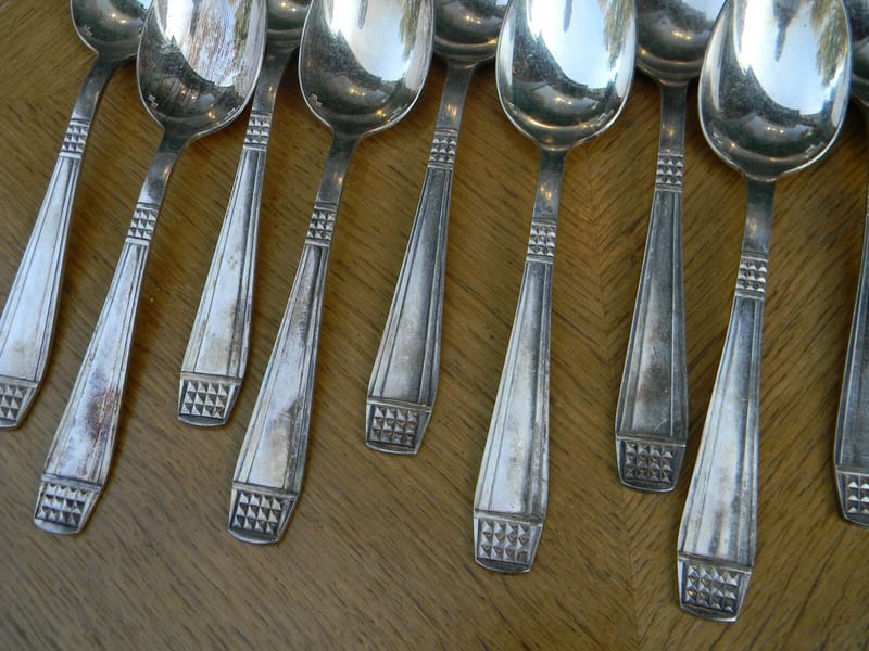 Christofle Cuillères Café Art Déco Argent Plaqué Alfénide Diamant Silver — vue 2
