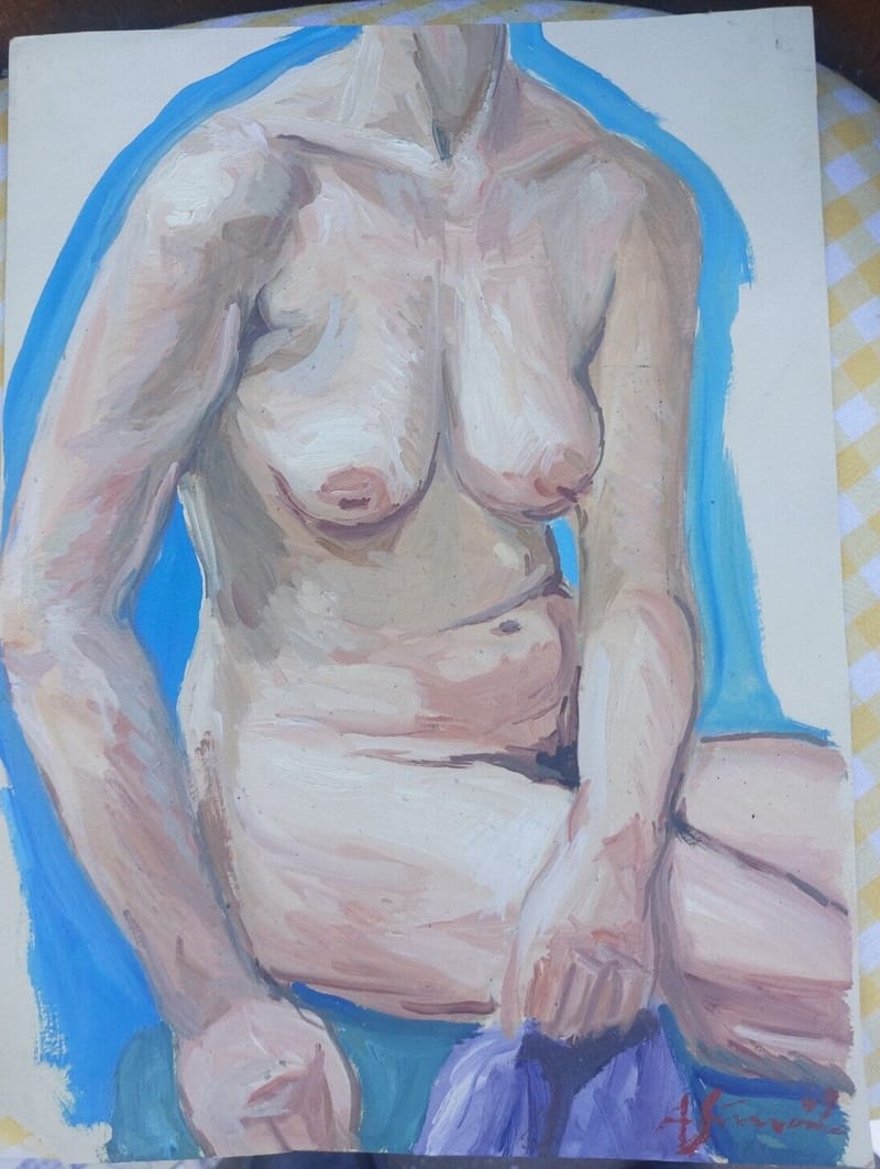 Huile Femme Nue André Simon 1949 Artiste Lorrain Metz