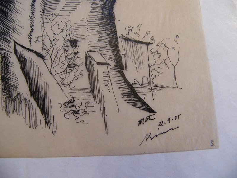 "Encre de Chine sur calque Portes des Allemands Metz André Simon 1926-2014" — vue 2