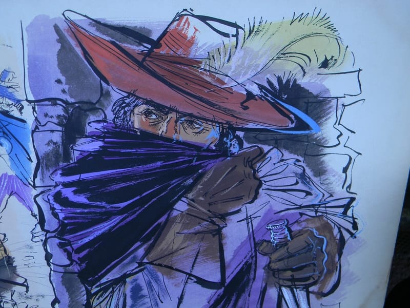 Georges Simonka 1916-2001 Encre de Chine Gouache Cape et épée Duel 1958 — vue 2