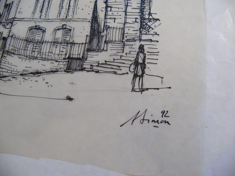 "Encre de Chine sur calque Place des Maréchaux Metz André Simon 1926-2014" — vue 3