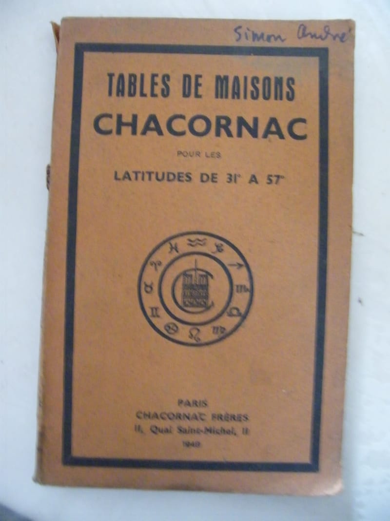 Tables Maisons Chacornac pour les latitudes de 31° à 57° 1949