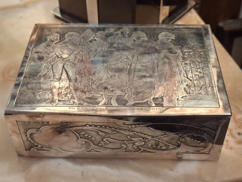 Boite Bijoux Argent Plaqué Le Baptême sous le directoire Silver Silber