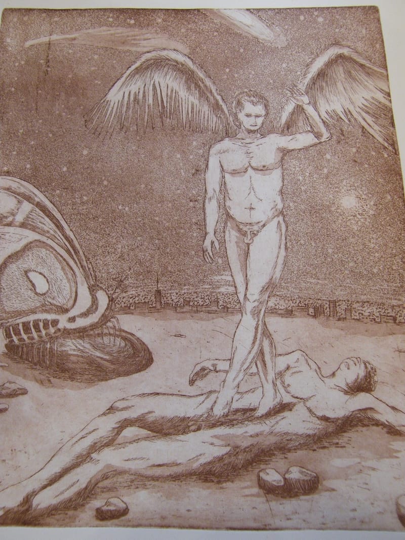 Phoenix André Simon (1926-2014) Artiste Lorrain 1986 Eau Forte — vue 2