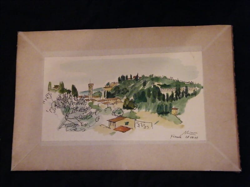 Fiesale André Simon 1926-2014 1951 Artiste Lorrain Aquarelle