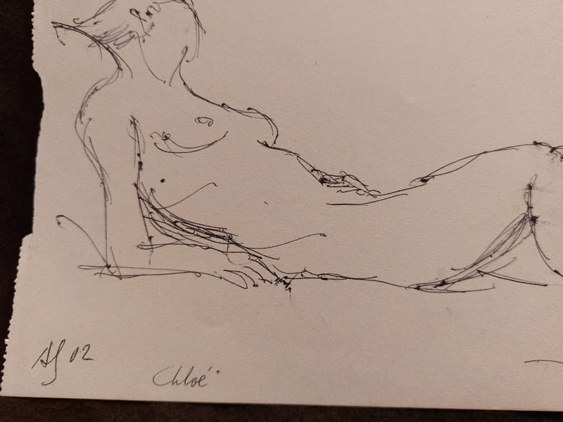 Encre André Simon 2002 Artiste Lorrain Metz AS Nu couché Chloé — vue 2