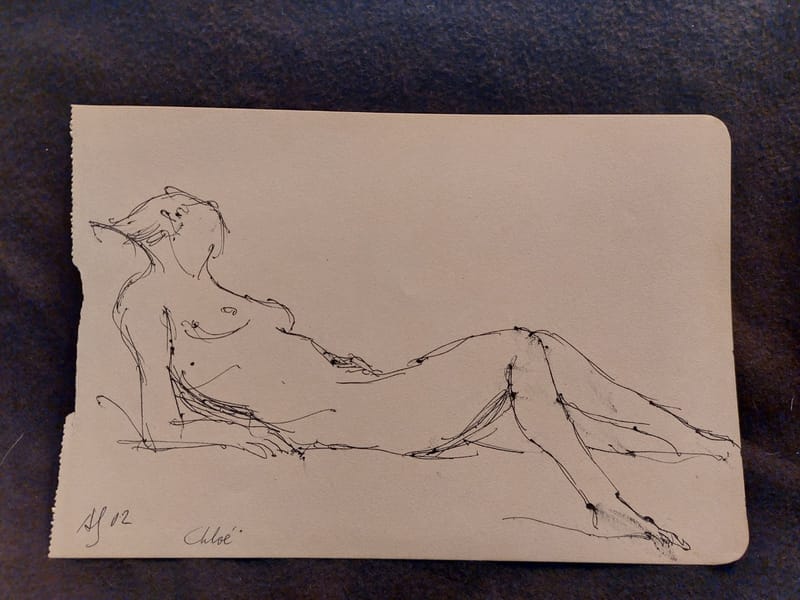 Encre André Simon 2002 Artiste Lorrain Metz AS Nu couché Chloé