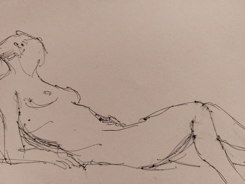 Encre André Simon 2002 Artiste Lorrain Metz AS Nu couché Chloé — vue 3