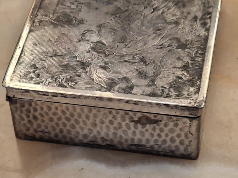 Boite Bijoux Argent Plaqué Scène romantique courtoise Silver Silber — vue 5