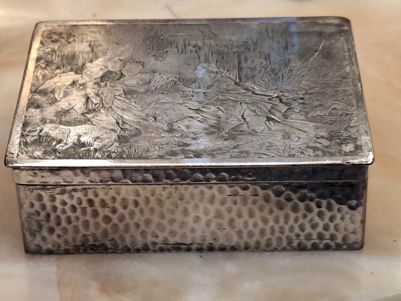 Boite Bijoux Argent Plaqué Scène romantique courtoise Silver Silber — vue 3