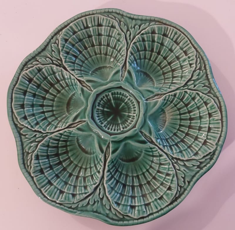 Sarreguemines Majolique Assiette Huitre Verte Années 30