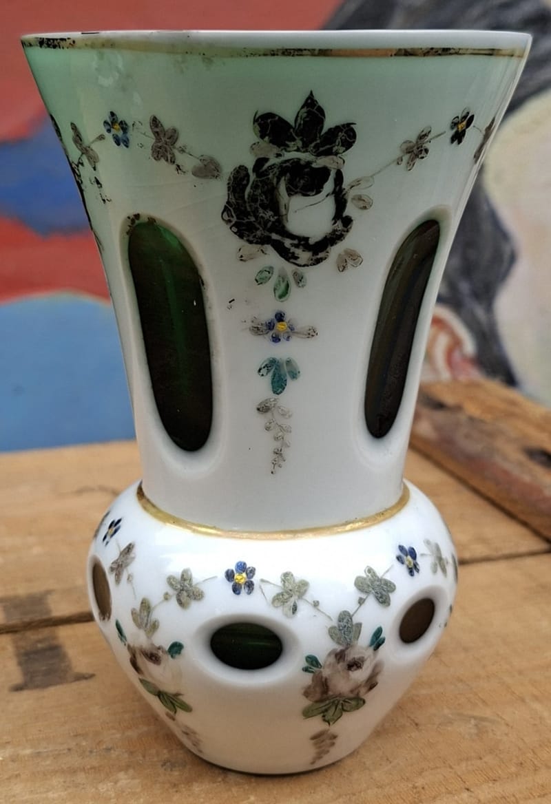 Moser Vase Verre Overlay Ancien