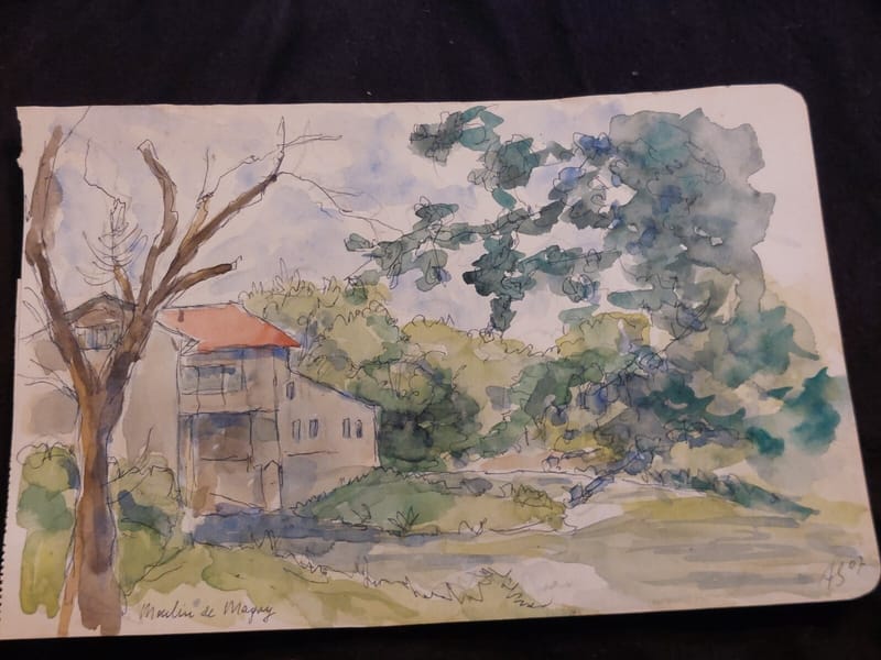 Moulin Magny André Simon 1926-2014 Artiste Lorrain 2007 Aquarelle