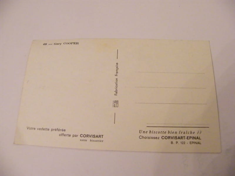 "Carte Postale Gary Cooper Biscottes Corvisart 49" — vue 2