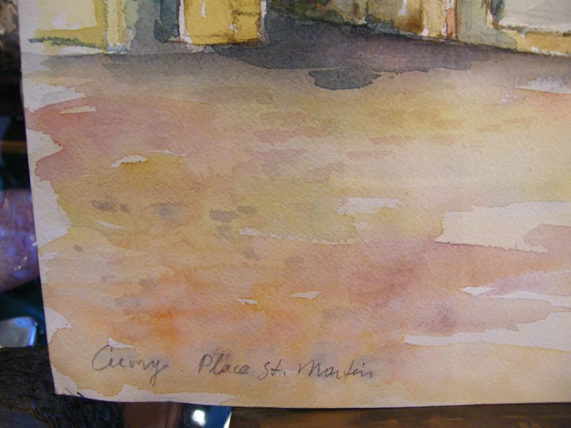 Cuvry Place St Martin André Simon 1926-2014 1987 Artiste Lorrain Aquarelle — vue 2