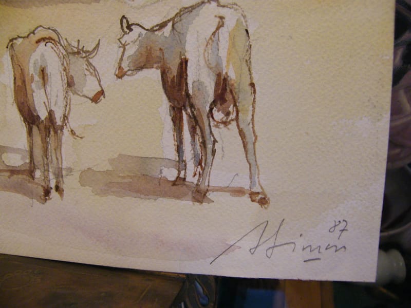 Cuvry Place St Martin André Simon 1926-2014 1987 Artiste Lorrain Aquarelle — vue 3
