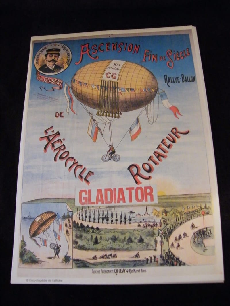 Affiche Ballon Aérocycle Rotateur Ascension fin de siècle C Gilbert Reproductio