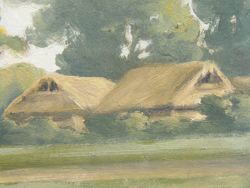 Cambodge Indochine Années 50 60 Huile sur Toile  Villageoises sur Zébus" — vue 6