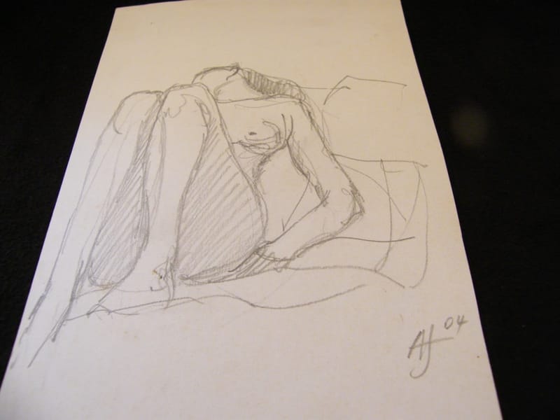 Femme Nue André Simon 1926-2014 Artiste Lorrain 2004 Dessin au crayon — vue 2