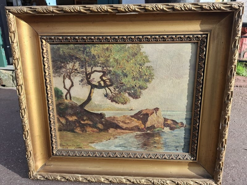 Camille Hilaire Huile Toile 1930 Bord Mer Artiste Lorrain Metz Hilaire 1916-2004