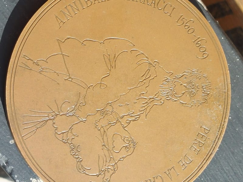 Médaille Bronze Annibale Carracci Ronald SEARLE Père Carricature 1976 — vue 2
