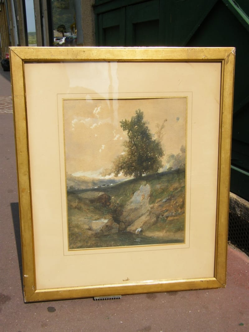 Paul Lauters Artiste Belge 1806 1875 Paysage 1836 Aquarelle