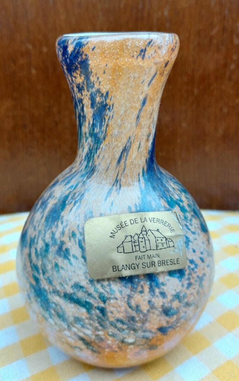 Vase Verre Musée Verrerie Blangy signé 2002