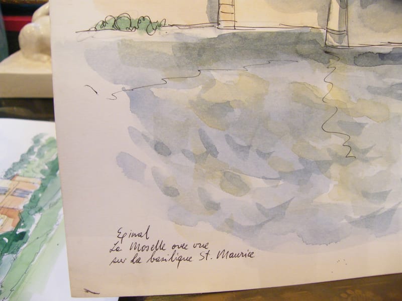 "Aquarelle Epinal Moselle Basilique A Simon 1926-2014 1997 Artiste Lorrain" — vue 2