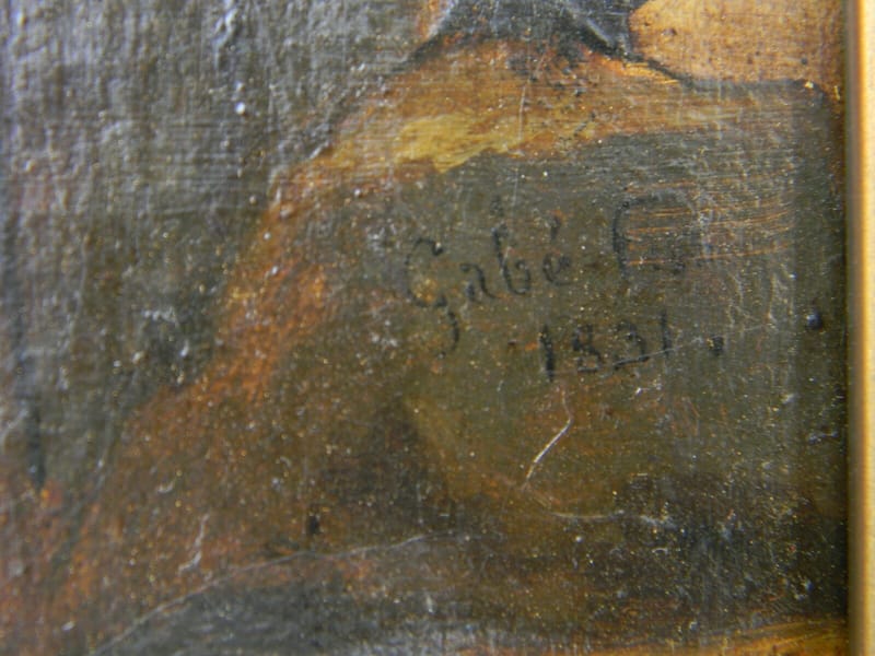 Napoléon Bonaparte Huile sur Toile  à Charleroi par Gabé 1831 d'après Vernet — vue 7
