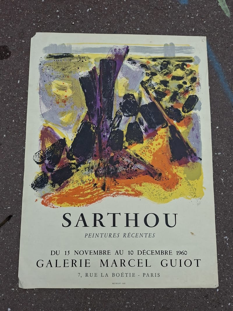 Affiche Sarthou Peintures récentes 1960 Galerie Marcel Guiot Paris