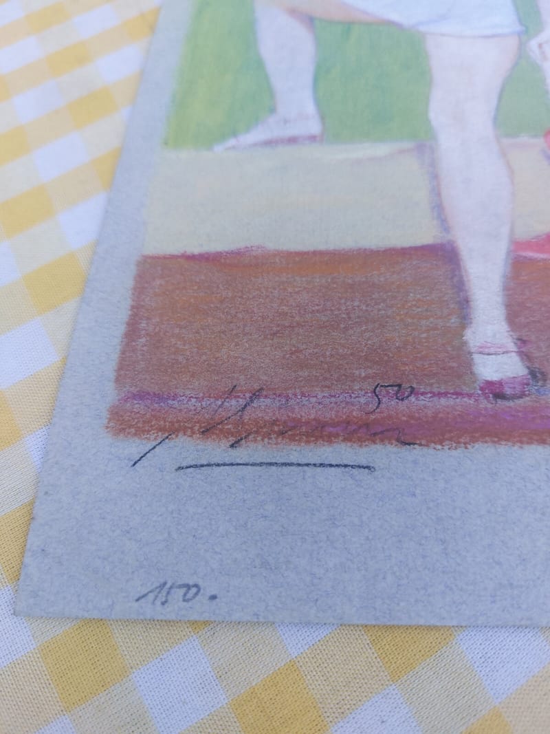 Pastel Femmes de Dos André Simon 1950 Artiste Lorrain Metz — vue 3