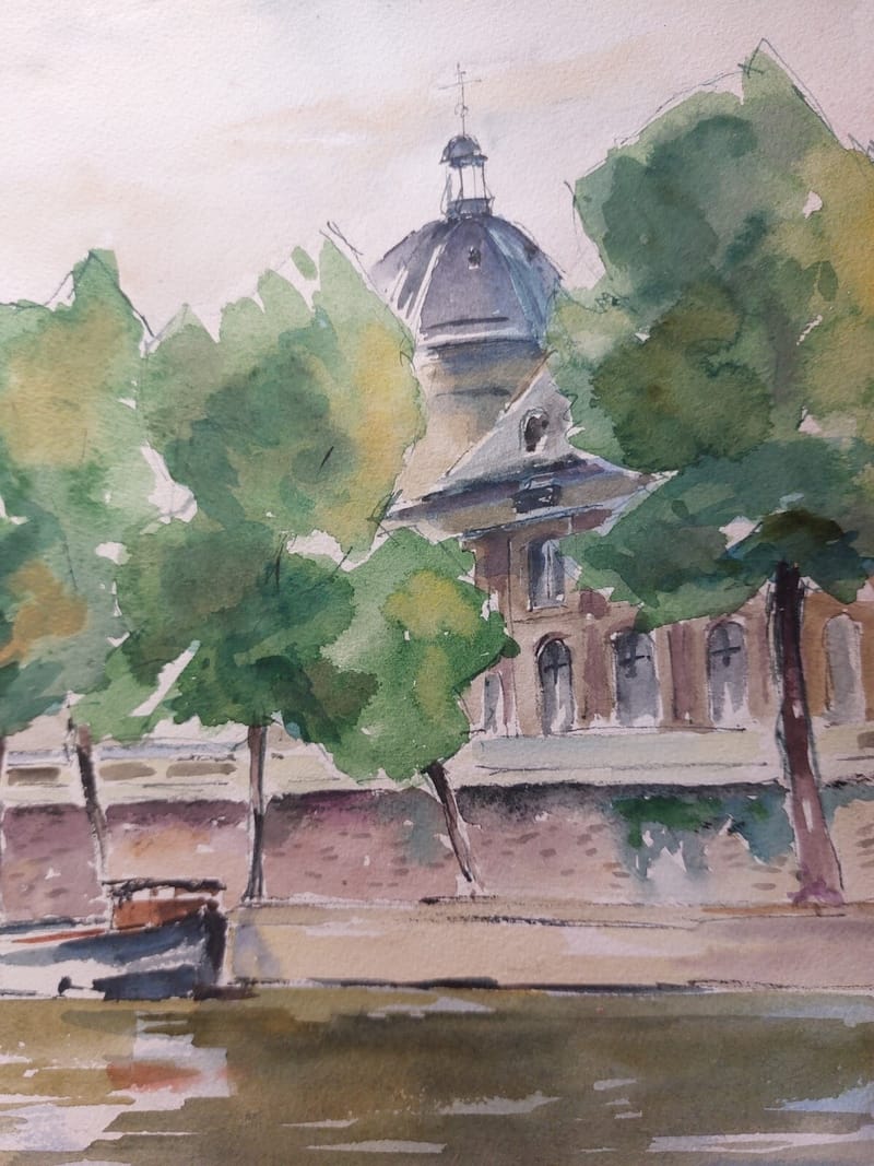 Paris Pont A.Simon 1926-2014 1952 Artiste Lorrain aquarelle — vue 2