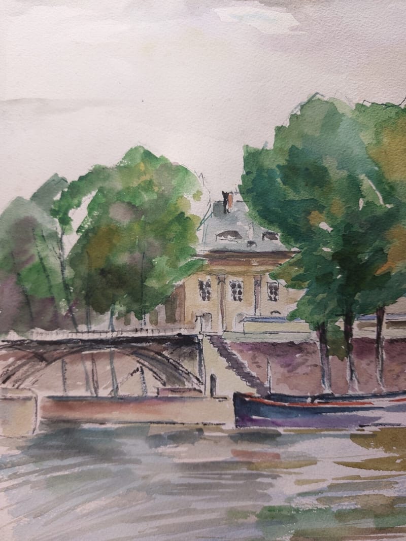 Paris Pont A.Simon 1926-2014 1952 Artiste Lorrain aquarelle — vue 3