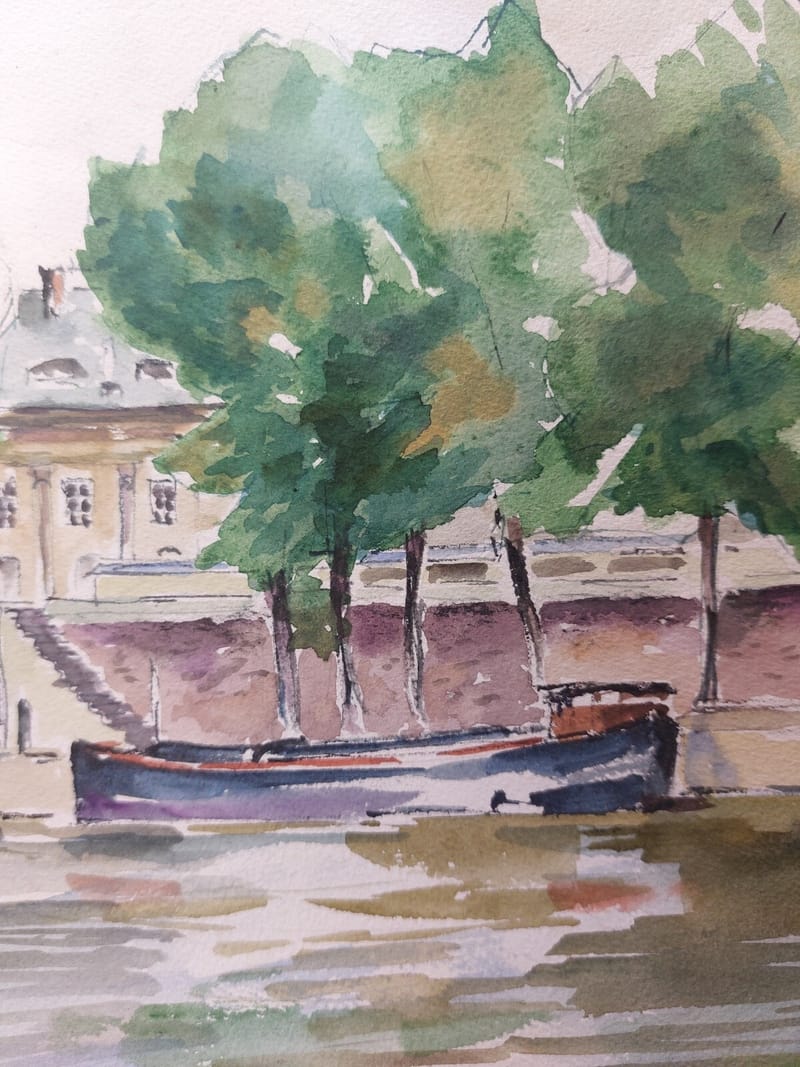 Paris Pont A.Simon 1926-2014 1952 Artiste Lorrain aquarelle — vue 4