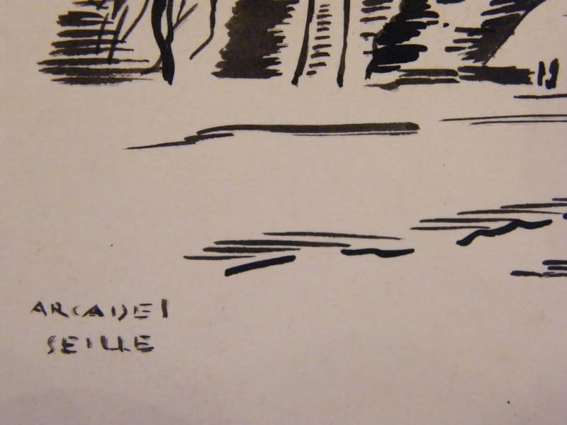Metz Arcades Seille André Simon 1926-2014 1949 Artiste Lorrain Encre — vue 2