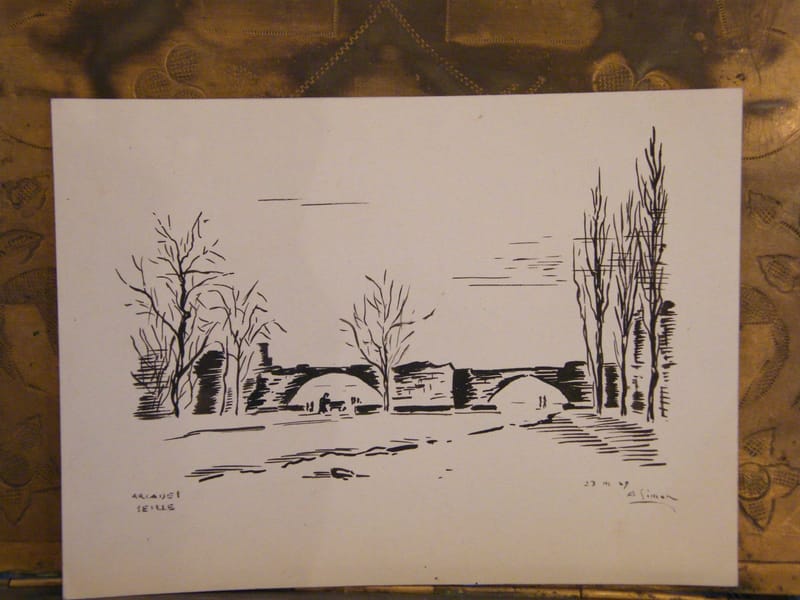 Metz Arcades Seille André Simon 1926-2014 1949 Artiste Lorrain Encre