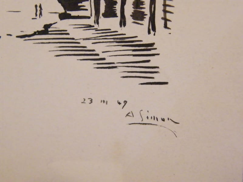 Metz Arcades Seille André Simon 1926-2014 1949 Artiste Lorrain Encre — vue 3