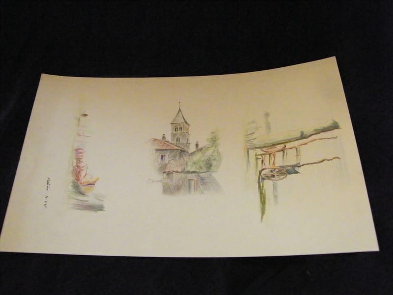 Metz Vallières André Simon 1926-2014 1945 Artiste Lorrain Dessin au Crayon