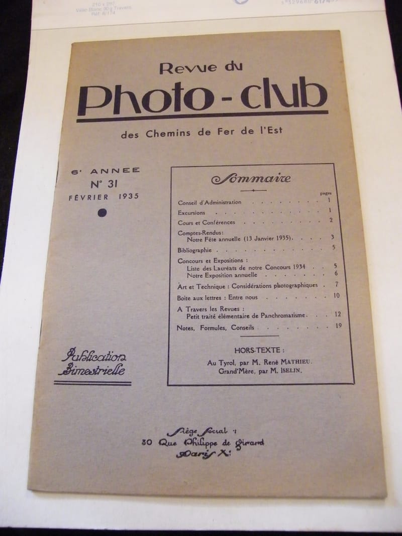 "Revue du Photo Club des Chemins de fer de l'Est N°31 Février 1935"