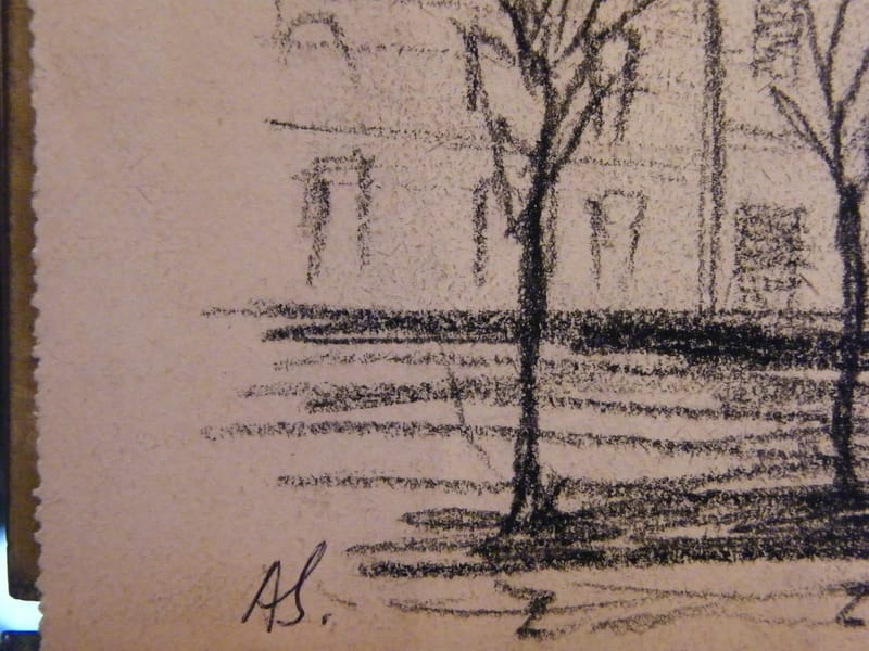 Metz Cathédrale André Simon 1926-2014 1960 Artiste Lorrain Fusain — vue 2