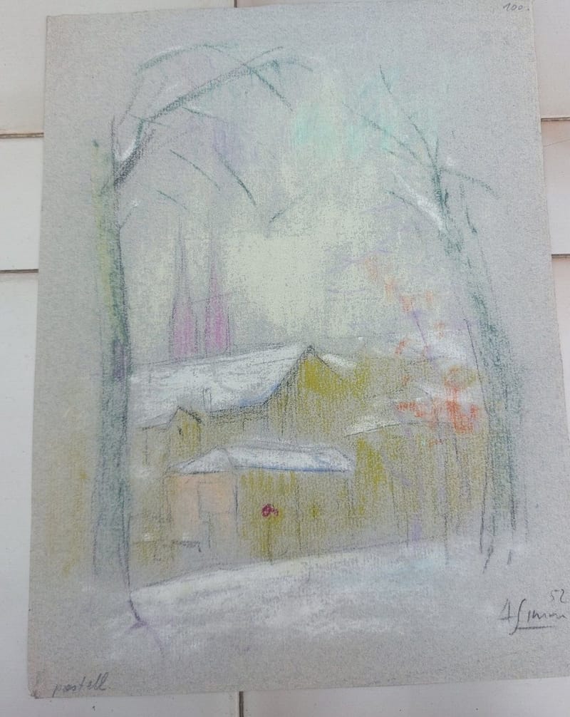 Metz Paixhans Simon 1926-2014 1948 Artiste Lorrain Pastel