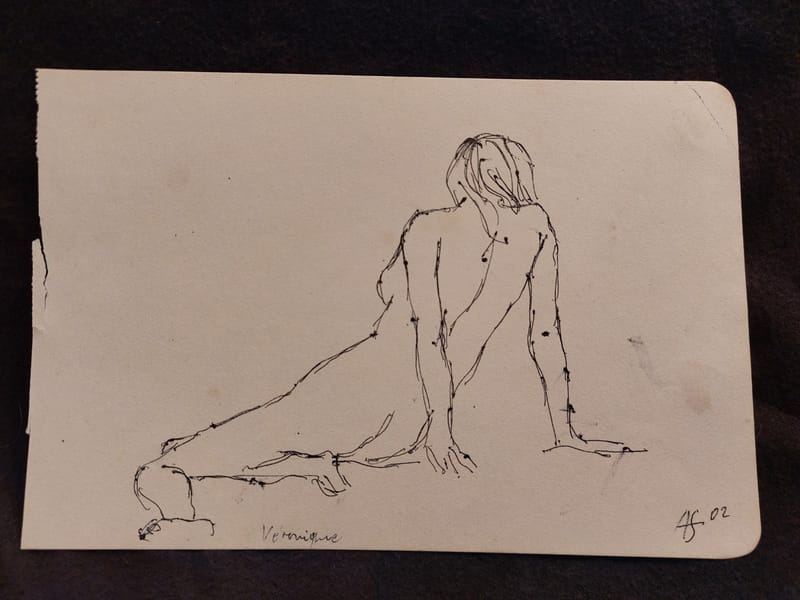 Encre André Simon 2002 Artiste Lorrain Metz AS Nu Dos Véronique 2