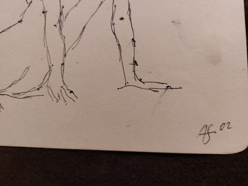 Encre André Simon 2002 Artiste Lorrain Metz AS Nu Dos Véronique 2 — vue 3
